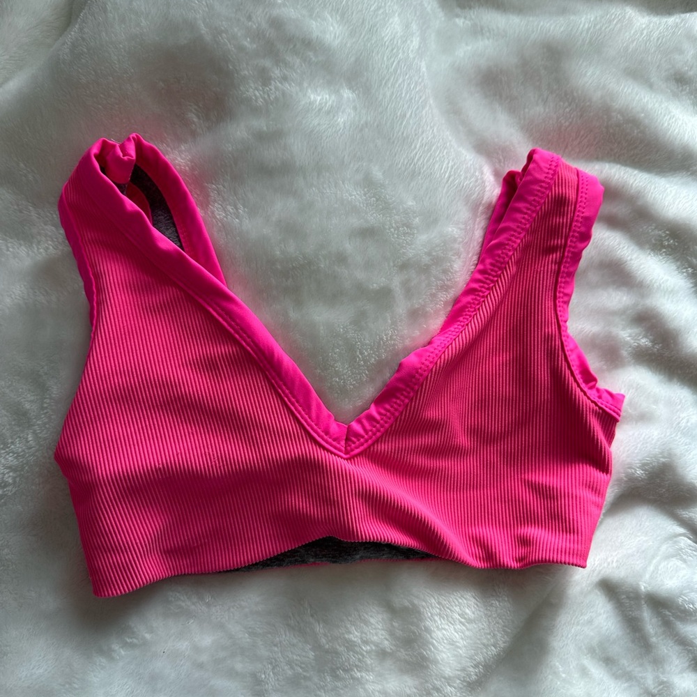 five dancewear neon pink sports bra small adult ribbed